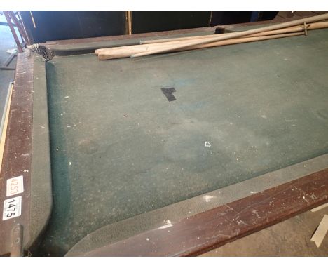 Vintage 5ft slate bed snooker table with cues. Not available for in-house P&amp;P, contact Paul O'Hea at Mailboxes on 01925 6