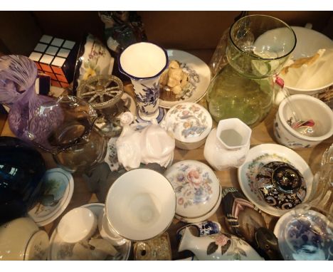 Shelf of mixed ceramics and glass including Wedgwood. Not available for in-house P&amp;P, contact Paul O'Hea at Mailboxes on 