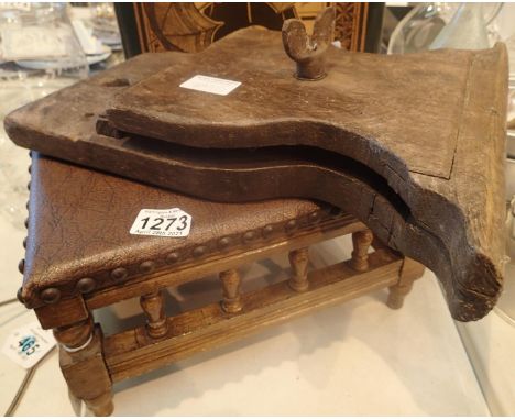 Vintage footstool and an antique press. Not available for in-house P&amp;P, contact Paul O'Hea at Mailboxes on 01925 659133 