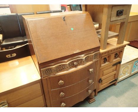 Vintage drop front bureau  with three drawers 60 x 100 x 45 cm. Not available for in-house P&amp;P, contact Paul O'Hea at Mai