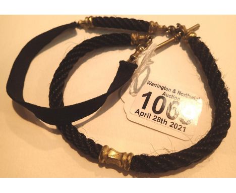 Mourning necklace made of hair with gold coloured detail. P&amp;P Group 1 (£14+VAT for the first lot and £1+VAT for subsequen