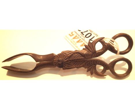 19th century black forest hand craved sugar tongs. P&amp;P Group 1 (£14+VAT for the first lot and £1+VAT for subsequent lots)