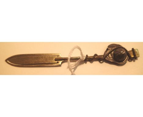 Antique white metal bookmark with souwester decoration. P&amp;P Group 1 (£14+VAT for the first lot and £1+VAT for subsequent 