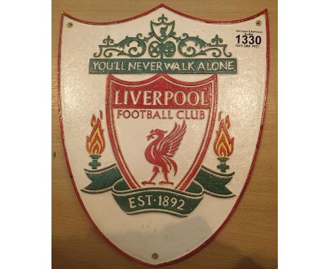 Cast iron Liverpool Football Club sign, L: 33 cm. P&amp;P Group 1 (£14+VAT for the first lot and £1+VAT for subsequent lots) 