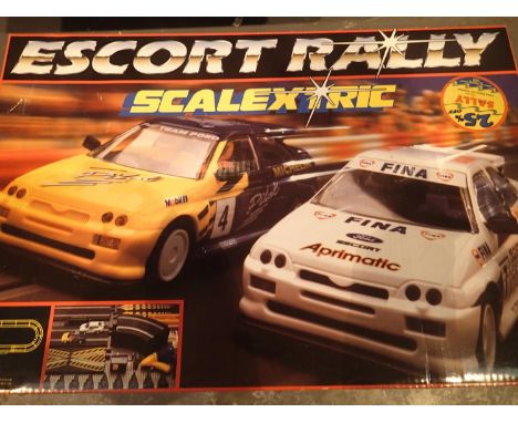 Scalextric Escort rally racing set. Not available for in-house P&amp;P, contact Paul O'Hea at Mailboxes on 01925 659133 