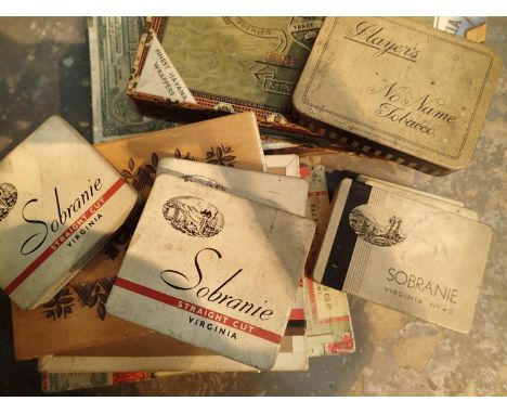 Collection of vintage cigarette tins and cigar boxes. Not available for in-house P&amp;P, contact Paul O'Hea at Mailboxes on 