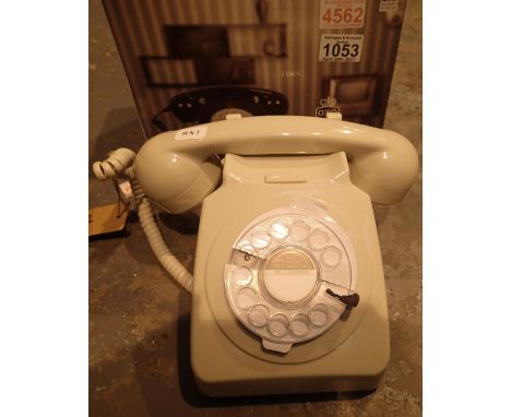 Ivory, GPO746 Retro rotary telephone replica of the 1970s classic, compatible with modern telephone banking and any standard 