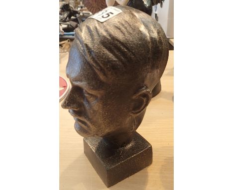 Cast iron Hitler bust, H: 20 cm. P&amp;P Group 1 (£14+VAT for the first lot and £1+VAT for subsequent lots) 