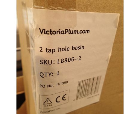 Victoria Plumb two tap hole basin. Not available for in-house P&amp;P, contact Paul O'Hea at Mailboxes on 01925 659133 