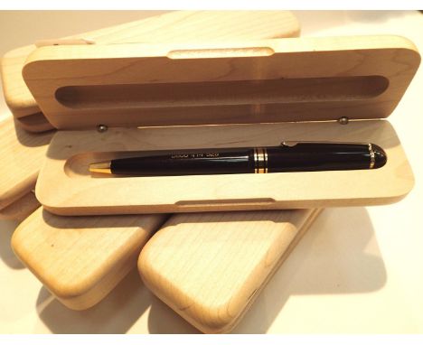 Eight wooden cased pen sets some with inscriptions. P&amp;P Group 1 (£14+VAT for the first lot and £1+VAT for subsequent lots