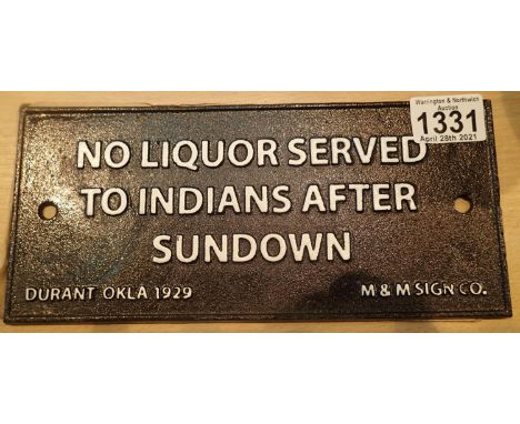 Cast iron No Liquor Served sign, L: 25 cm. P&amp;P Group 1 (£14+VAT for the first lot and £1+VAT for subsequent lots) 