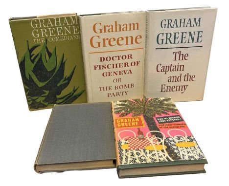 GRAHAM GREENE: 5 Titles: THE END OF THE AFFAIR, London, William Heinemann, 1951, first [lacking DJ]; MAY WE BORROW YOUR HUSBA
