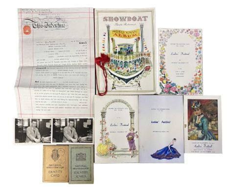 An ecclectic mix of ephemera to include Showboat Theatre Restaurant [Strand Corner House, London] Souvenir Album; Edward the 