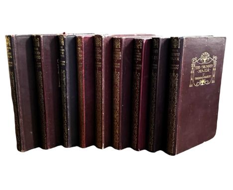 THOMAS HARDY. Nine uniformed volumes, maroon cloth, with titles and decoration in gilt to the spines. Small 8vos. Includes Fa