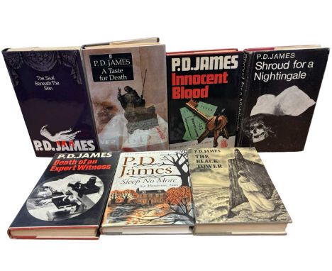 P D JAMES FIRSTS: 7 Titles: A TASTE FOR DEATH, London, Faber and Faber, 1986, signed; INNOCENT BLOOD, London, Faber and Faber