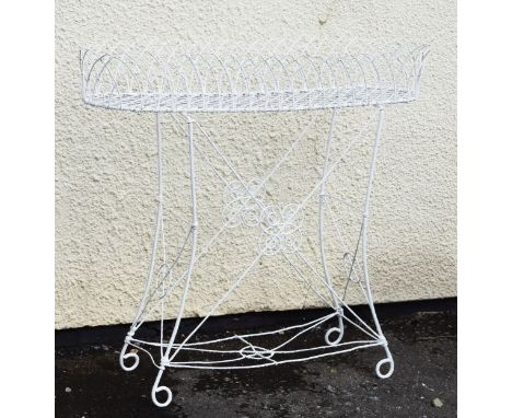 White painted wirework planter   Condition: 