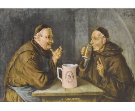 Advertising Interest - The Holt Brewery Co Ltd - A Connoisseur print after R. Frigerio - Two monks in a tavern drinking with 