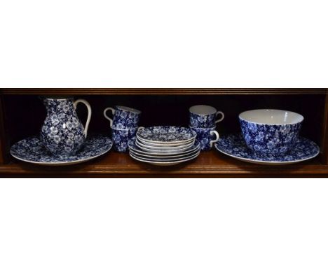 Late 19th/early 20th Century Coalport part tea service having blue and white transfer printed prunus decoration   Condition: 