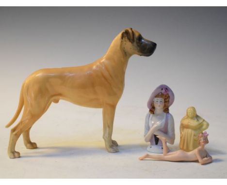 Beswick dog figure - Great Dane 'Ruler Of Ouborough', a Royal Worcester blushware candle extinguisher - The French Cook, a sm