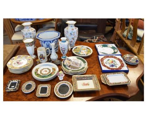 Assorted ceramics to include; a pair of One Hundred Flowers vases by Dawen Wang, Minton two handled vase, Belleek shamrock va