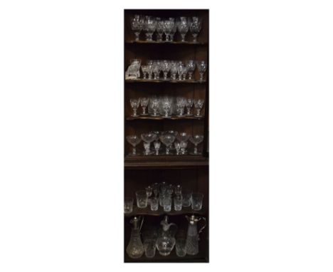 Large selection of cut glass drinking glasses, claret jugs, decanter jug, etc   Condition: 