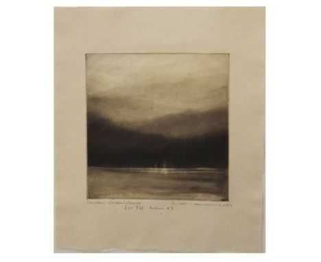 Norman Ackroyd - Signed print - Coniston - Ruskin's House, 18cm x 25cm in oak frame   Condition: 