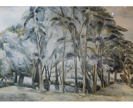 Framed print after Paul Nash entitled 'Wittenham Clumps', 51cm x 71cm, in oak frame   Condition: 