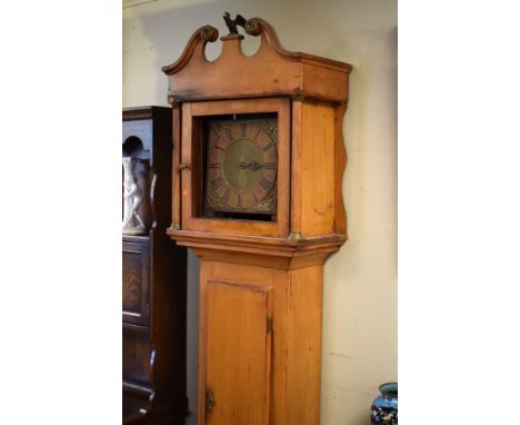 Mid 18th Century brass longcase clock dial/movement by James Ashmead of Stroud, single hand with Roman numerals, 30 hour move