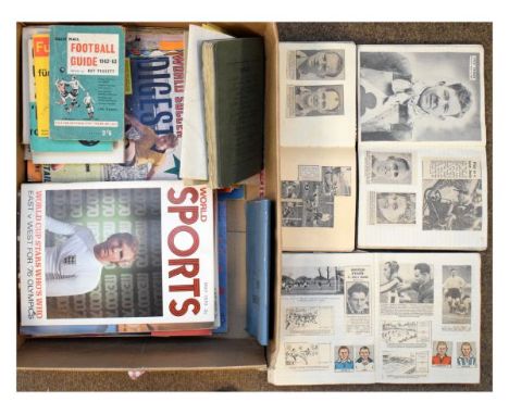 Box of assorted sporting memorabilia to include; football, cricket, tennis scrapbooks etc   Condition: 