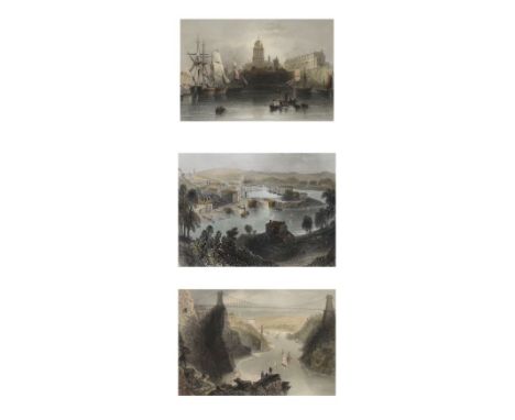 Local Interest - Three 19th Century prints - Suspension Bridge At Clifton, Bristol, and Redcliffe Church and Basin, Bristol, 