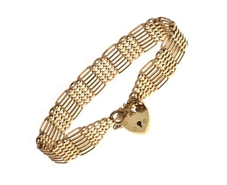 9ct gold gate bracelet, 26.5g approx   Condition: 