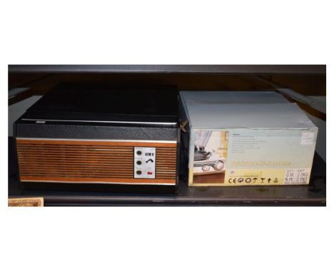 HMV model 2040 record player together with a Bush all-in-one turntable hi-fi system   Condition: 