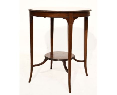 Early 20th Century inlaid mahogany circular occasional table with under shelf   Condition: 