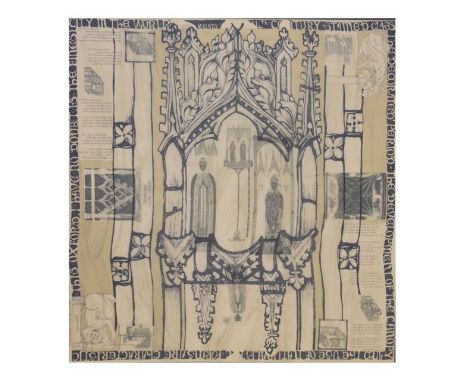 Laura Craig - Print on silk - Oxford Church Architecture produced for English Heritage by Stuart Morris on 100% silk, 82cm x 