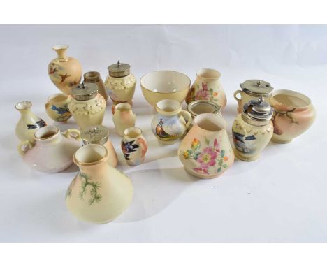 Further group of Worcester (Locke &amp; Co) wares decorated by various artists including peacocks by H Wall, pheasants, also 