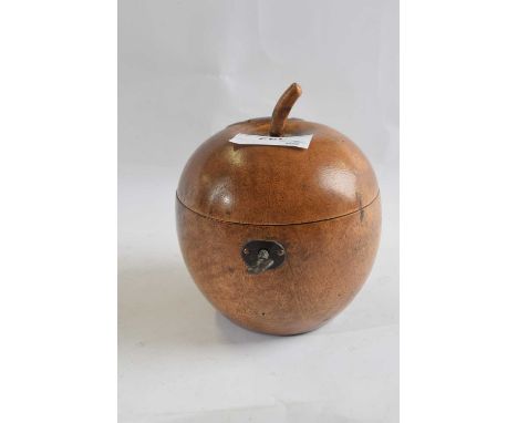 Wooden tea caddy shaped as an apple with a key