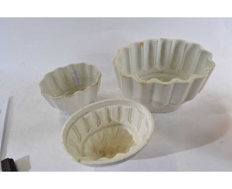 A group of three 19th Century ceramic jelly moulds including a Minton example