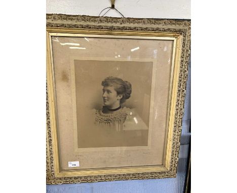 Early photographic portrait of a lady by W Butcher, Cambridge, 25cm wide, glazed and framed