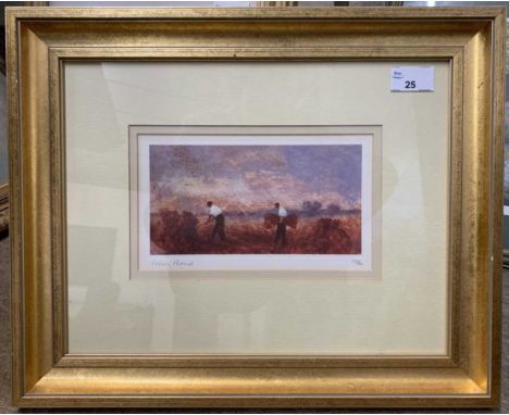 John Bond (British b.1945), harvesters, limited edition offset lithograph, numbered 201/500 and signed in pencil, 4x7.5ins, f