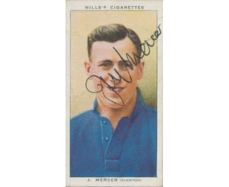 Football Joe Mercer signed vintage Wills Cigarette card pictured during his playing days with Everton. Good condition. All au