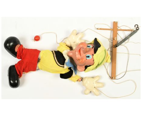 Pelham Puppets Display Range Disney Pinocchio vintage puppet, No 2 large scale, crack to right foot heel, face paint crazed a