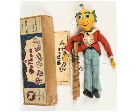 Pelham Puppets Mr Turnip vintage puppet, type SL, 1950s, Good to Good Plus, within Good correct brown card box.&nbsp;