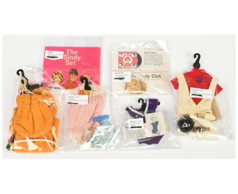 Pedigree Sindy vintage clothing and club ephemera, etc, 1960s: (1) Seaside Sweetheart- missing Jamaica shorts; (2) Sleepy-tim