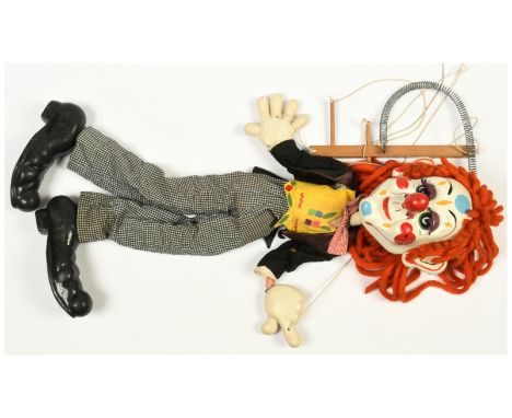Pelham Puppets Bimbo Clown Display large scale puppet, Fair Plus to Good, head cracked around neck attachment; 40"/102cm.&nbs