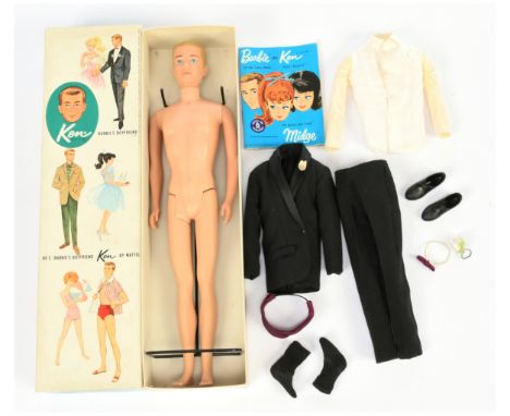 Mattel Barbie Ken vintage doll, Stock No 750 Blonde crew cut, Excellent Plus, wearing Tuxedo - complete, shirt is yellowed wi