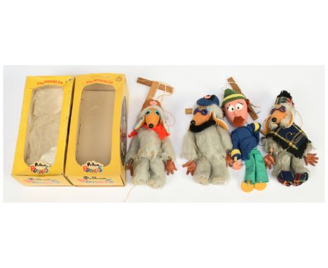 Pelham Puppets vintage puppets x four: (1) &amp; (2) The Wombles Orinoco and Wellington, within correct yellow window boxes; 