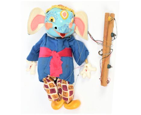 Pelham Puppets Elephant vintage puppet, missing tusks, otherwise Good to Good Plus.&nbsp;