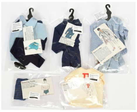 Pedigree Sindy Paul vintage clothing, 1960s: (1) And So to Bed- missing sponge bag and soap, toothbrush and toothpaste; (2) T