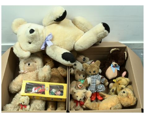 Collection of vintage teddy bears, including: Wendy Boston golden mohair; Tinka-Bell sheepskin; Shanghai Toys; Wendy Boston P