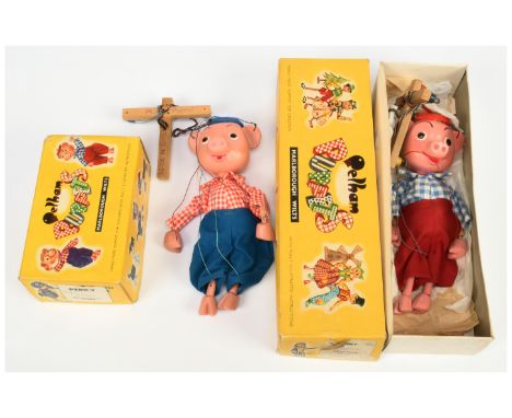 Pelham Puppets pair of vintage Pinky and Perky puppets, Good; both within Good to Good Plus correct yellow card boxes; (2).&n